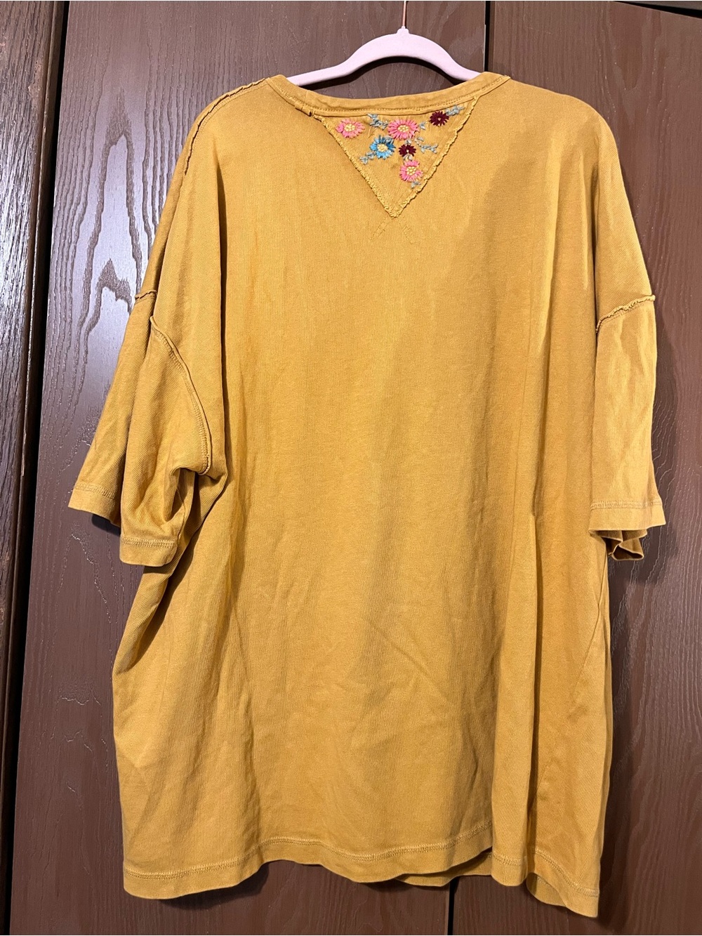 We The Free Mustard Yellow Floral Embroidered Boxy Tee - Picture 6 of 8